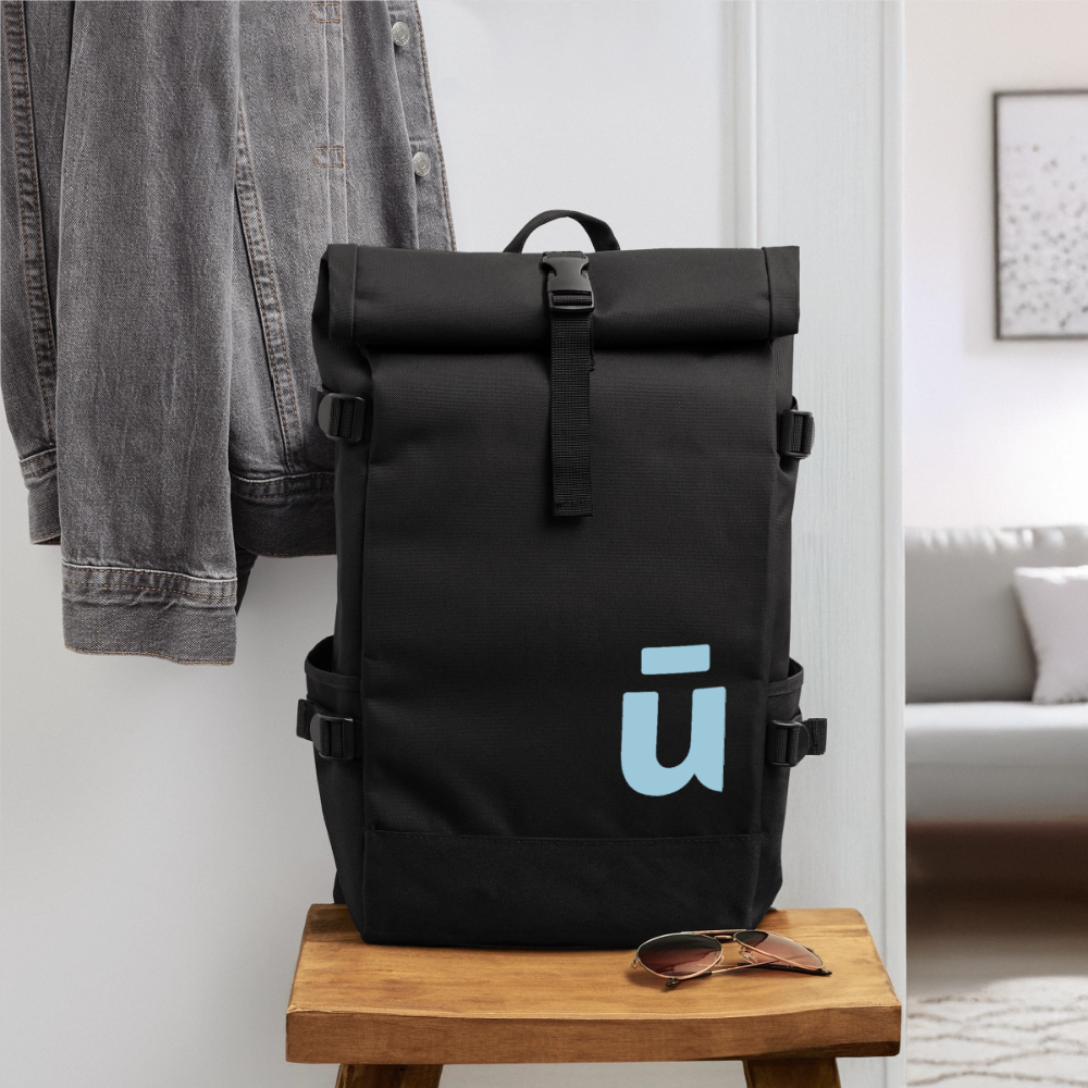 Roll Top Backpack - Schwarz