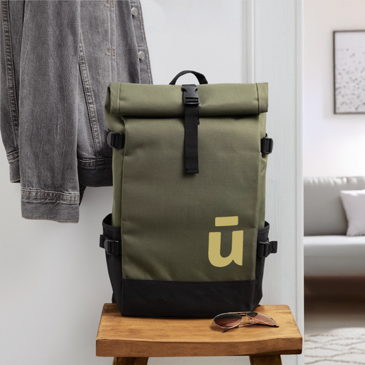 Roll Top Backpack - olive/black