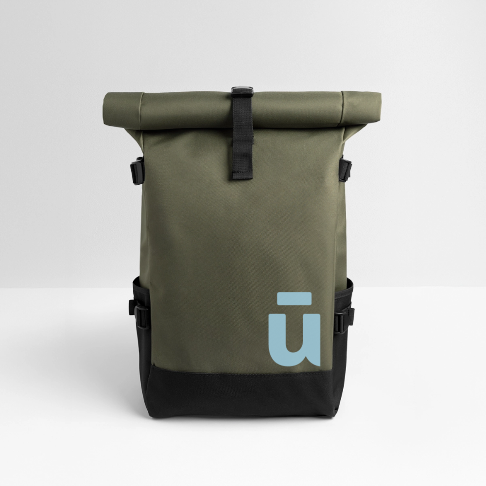 Roll Top Backpack - Olive/Schwarz